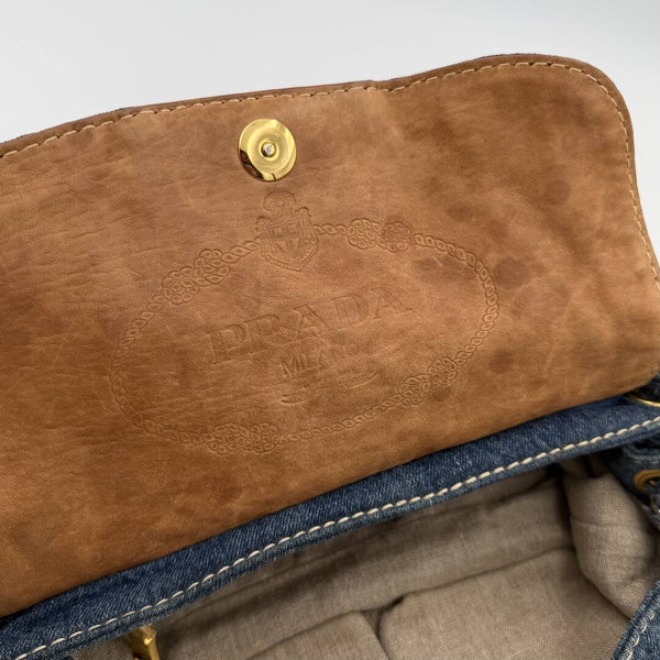 Prada Denim Blue Flap Shoulder Bag