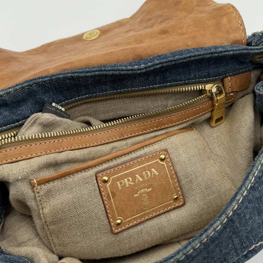 Prada Denim Blue Flap Shoulder Bag