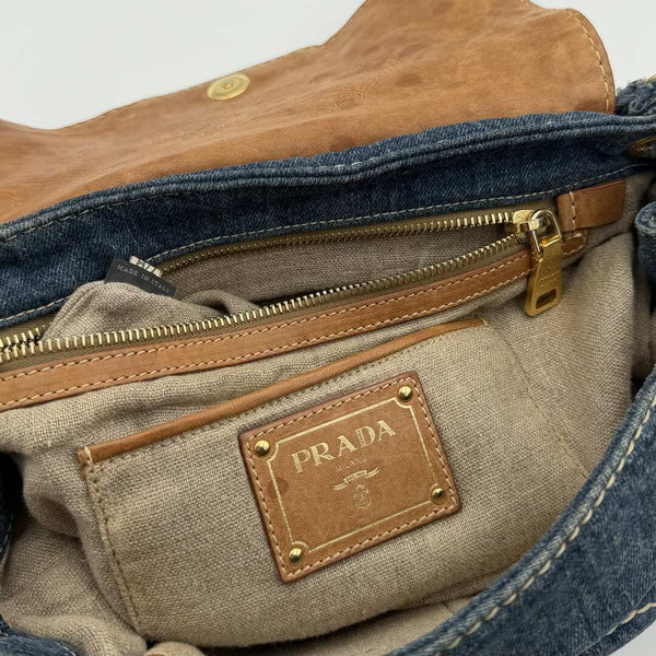 Prada Denim Blue Flap Shoulder Bag