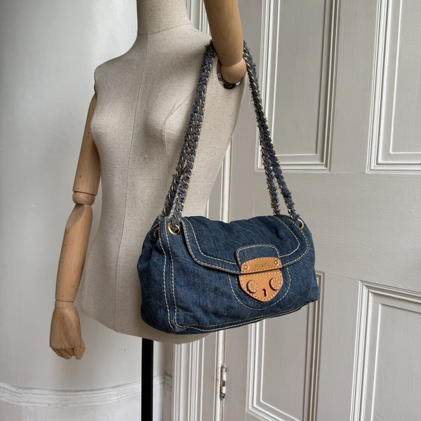 Prada Denim Blue Flap Shoulder Bag