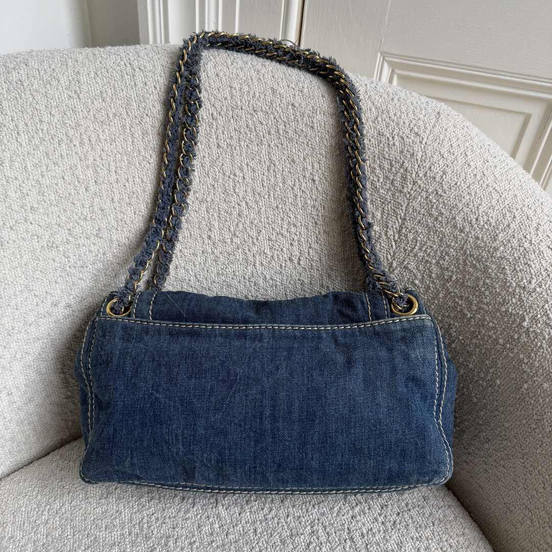 Prada Denim Blue Flap Shoulder Bag
