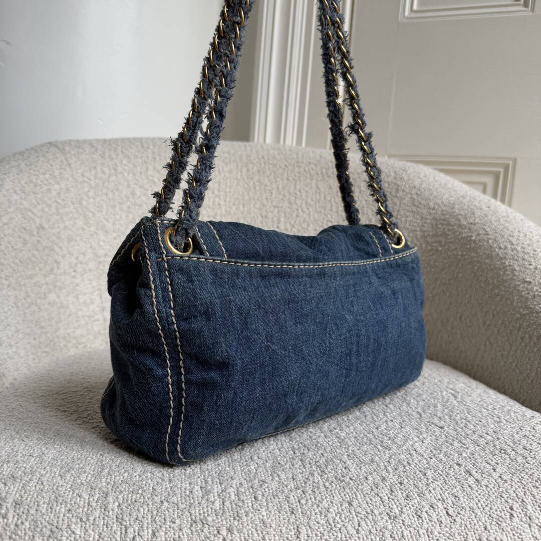 Prada Denim Blue Flap Shoulder Bag