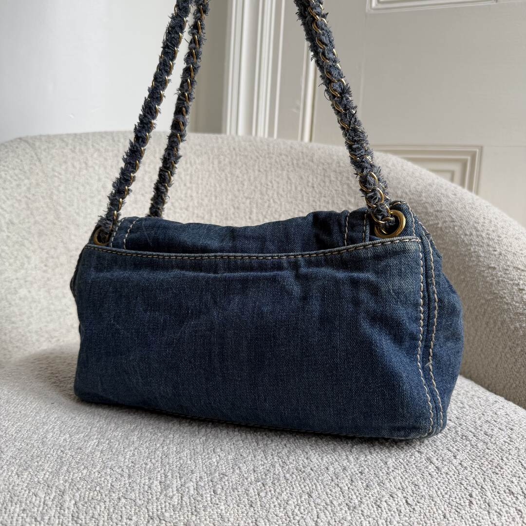 Prada Denim Blue Flap Shoulder Bag