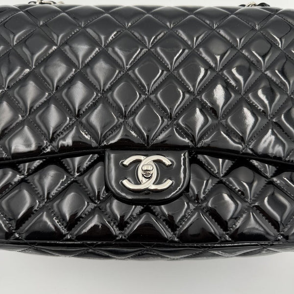 2011 Chanel CC Maxi Double Flap Patent Leather Black Shoulder Bag