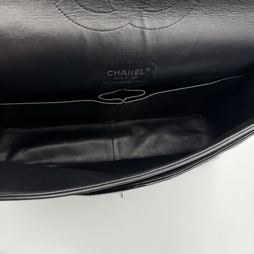 2011 Chanel CC Maxi Double Flap Patent Leather Black Shoulder Bag