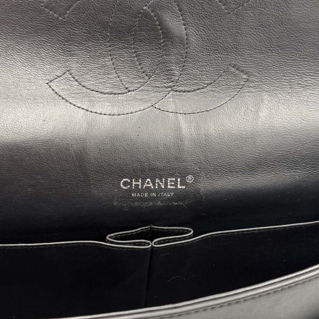 2011 Chanel CC Maxi Double Flap Patent Leather Black Shoulder Bag
