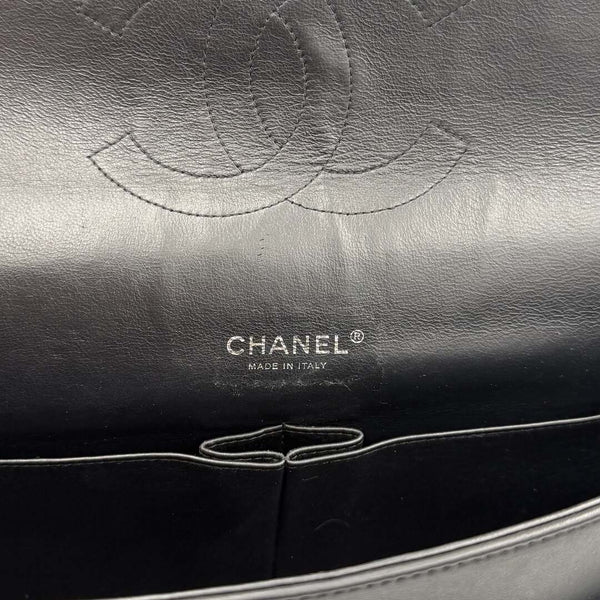 2011 Chanel CC Maxi Double Flap Patent Leather Black Shoulder Bag