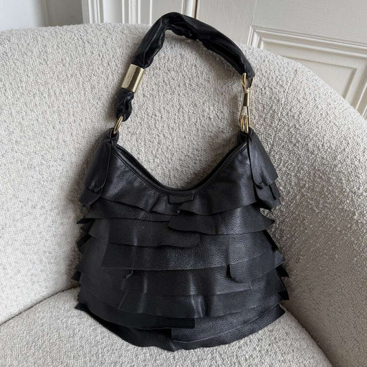 YSL Saint Tropez Leather Black Shoulder Bag