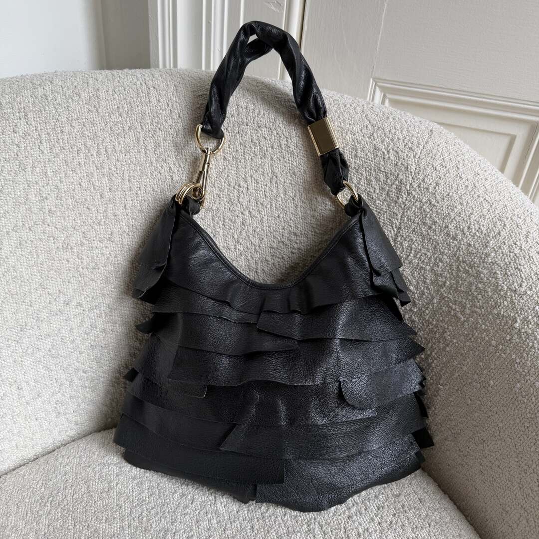 YSL Saint Tropez Leather Black Shoulder Bag