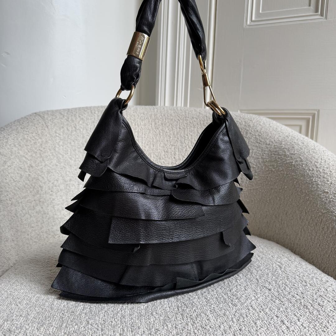 YSL Saint Tropez Leather Black Shoulder Bag