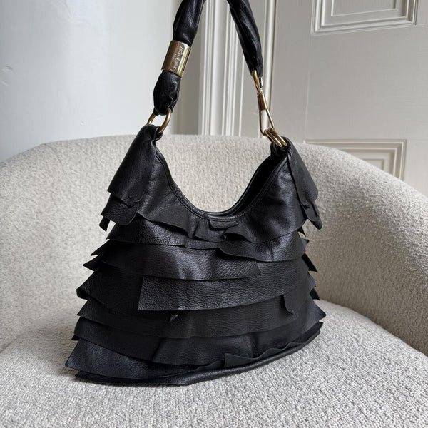 YSL Saint Tropez Leather Black Shoulder Bag