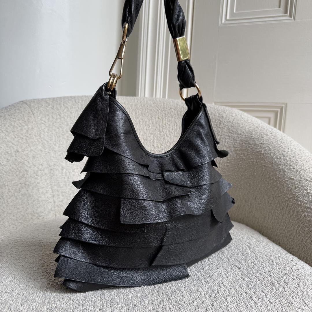 YSL Saint Tropez Leather Black Shoulder Bag