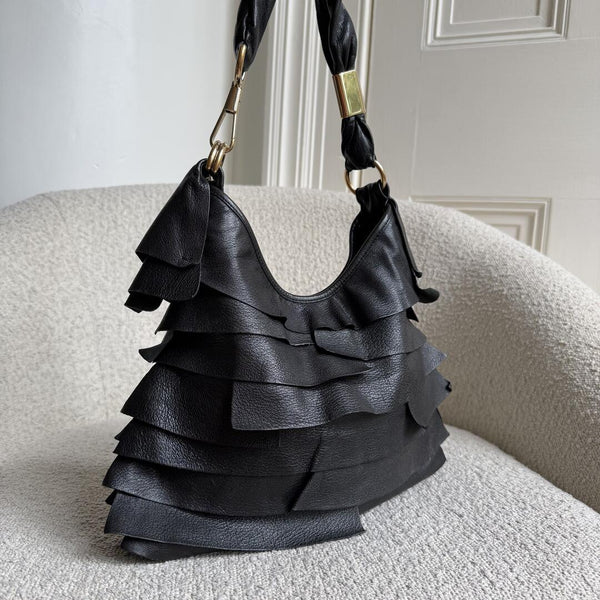 YSL Saint Tropez Leather Black Shoulder Bag