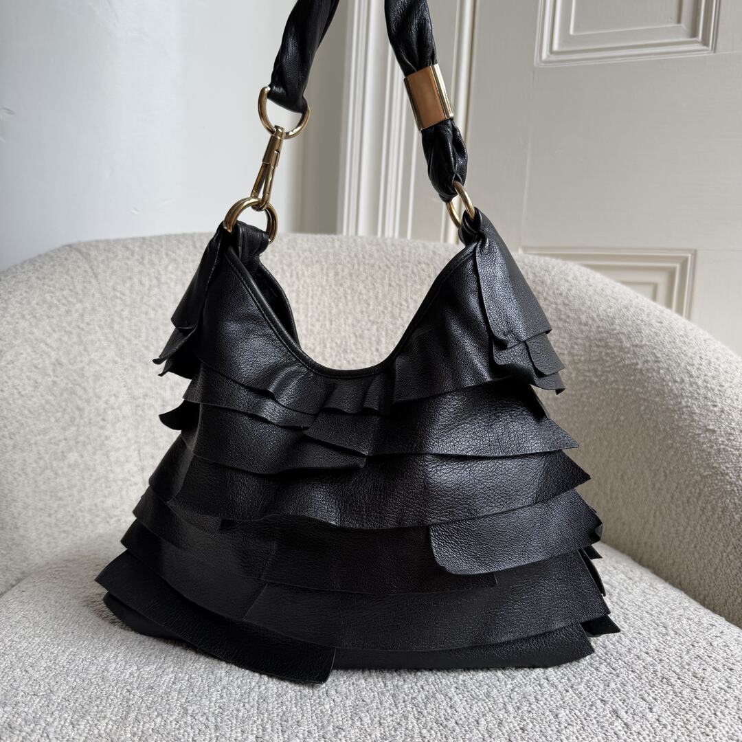 YSL Saint Tropez Leather Black Shoulder Bag