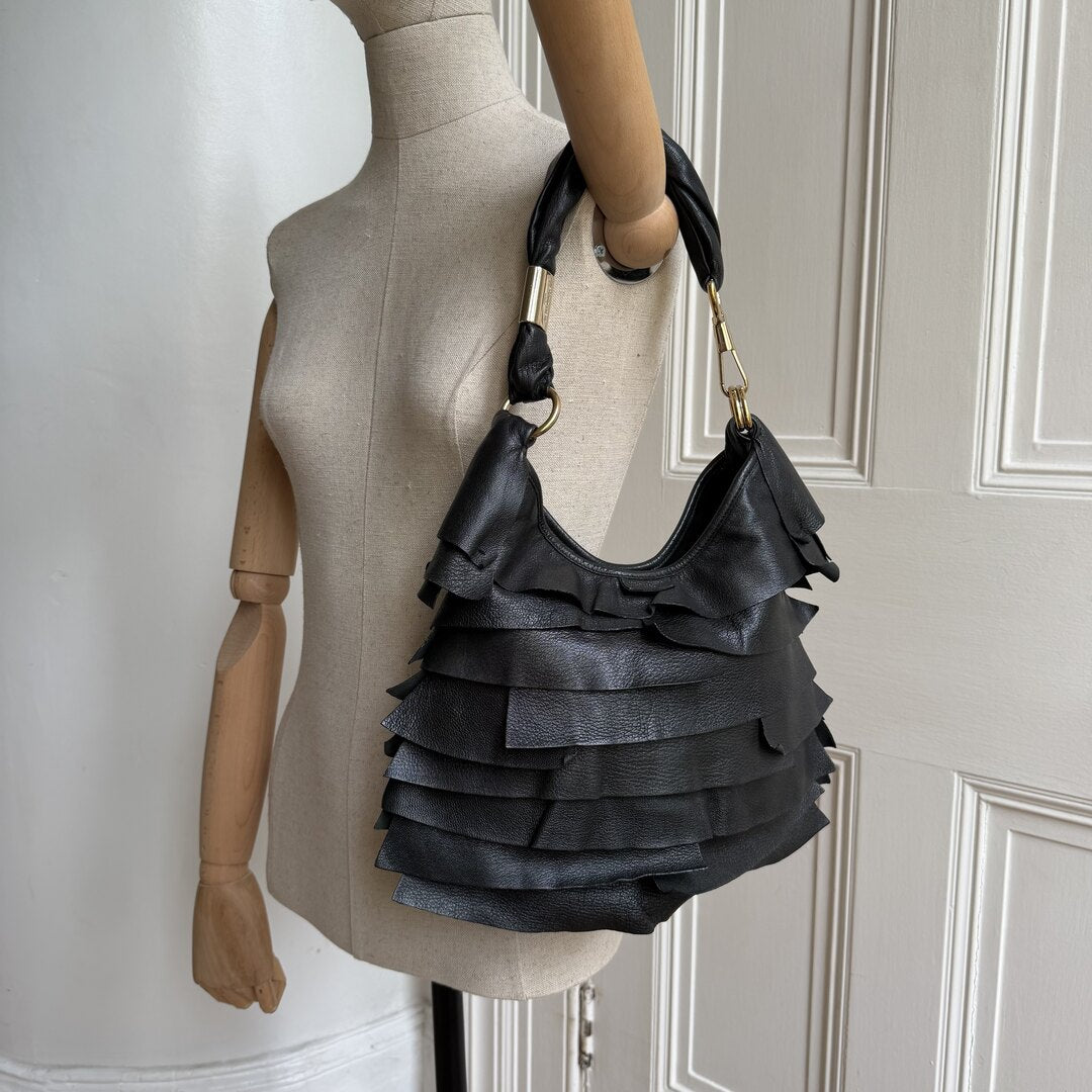 YSL Saint Tropez Leather Black Shoulder Bag