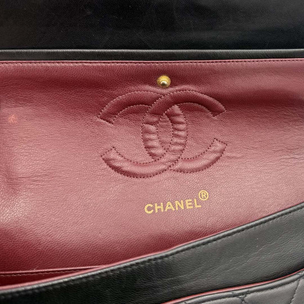 90s Chanel Matelasse Double Flap Chain 24K Gold Black Shoulder Bag