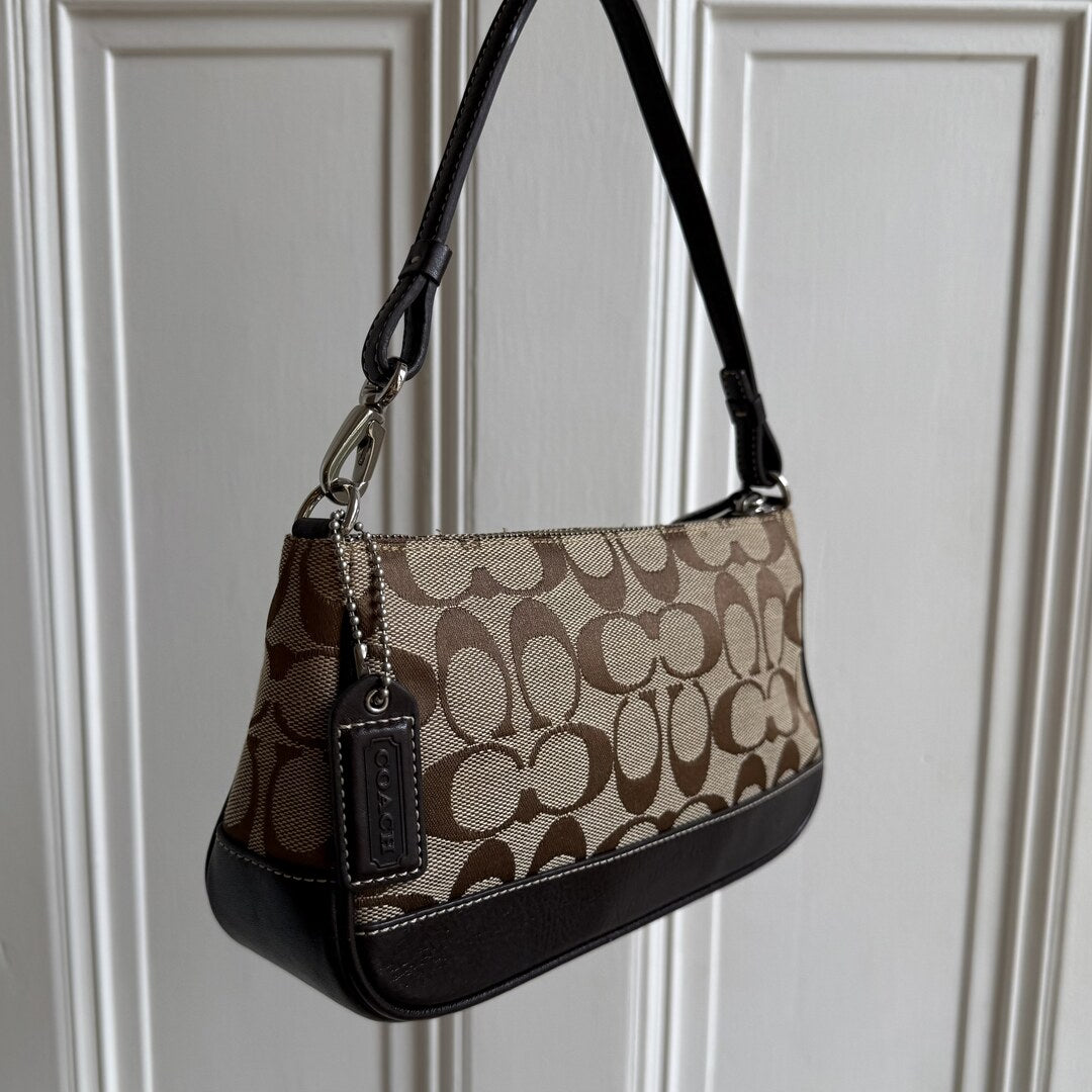 Coach Signature Demi Brown Shoulder Bag