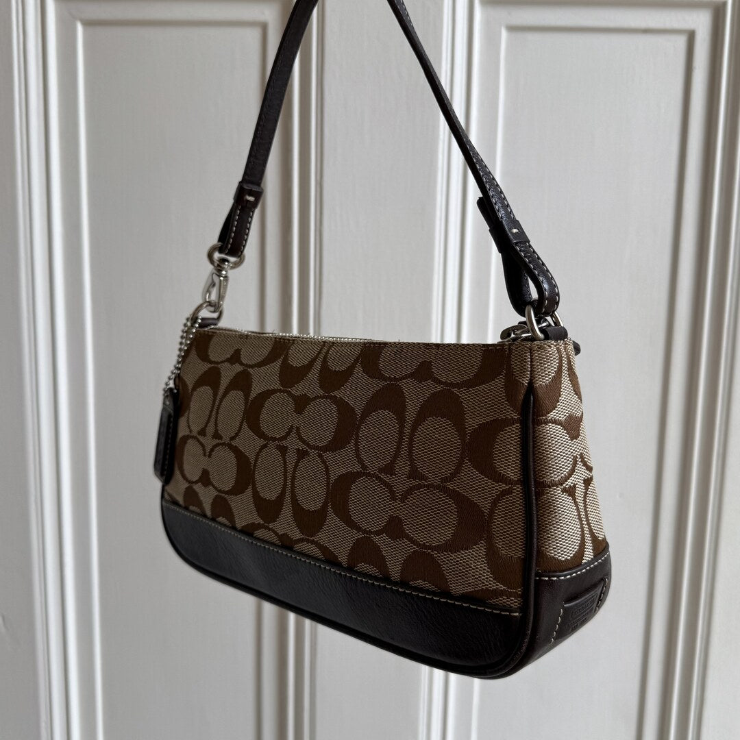 Coach Signature Demi Brown Shoulder Bag