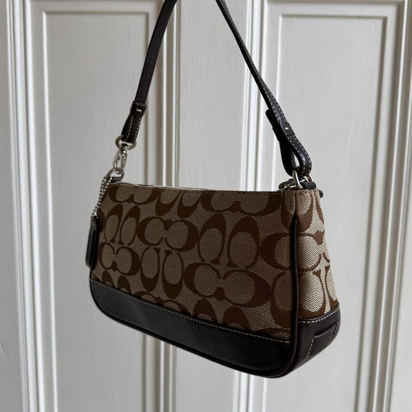 Coach Signature Demi Brown Shoulder Bag