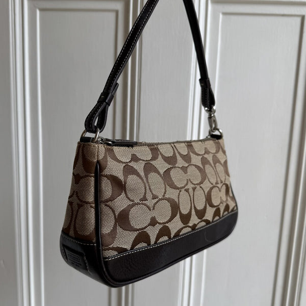 Coach Signature Demi Brown Shoulder Bag