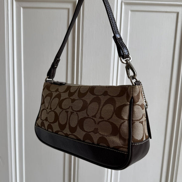 Coach Signature Demi Brown Shoulder Bag