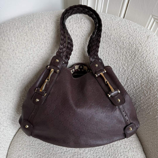 Gucci Guccissima Abbey Horsebit Leather Brown Tote Bag