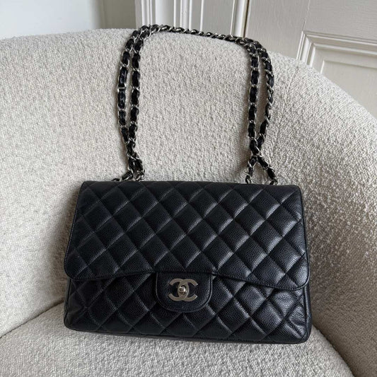 Chanel Classic Jumbo Caviar Flap Black Shoulder Bag