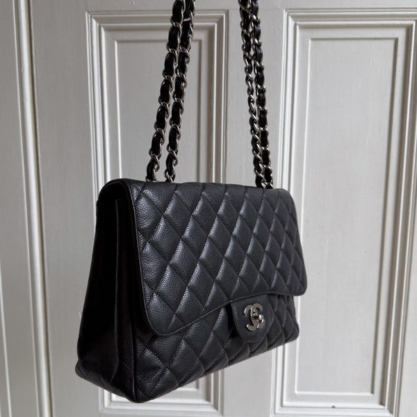Chanel Classic Jumbo Caviar Flap Black Shoulder Bag