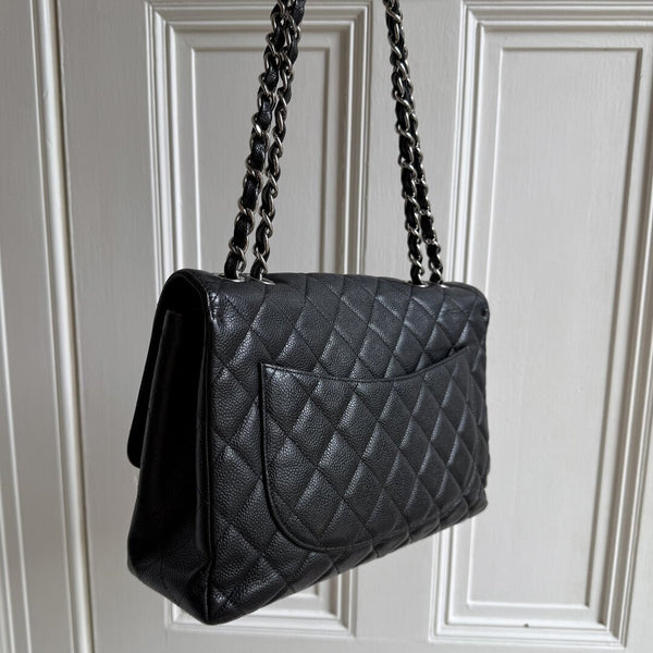 Chanel Classic Jumbo Caviar Flap Black Shoulder Bag