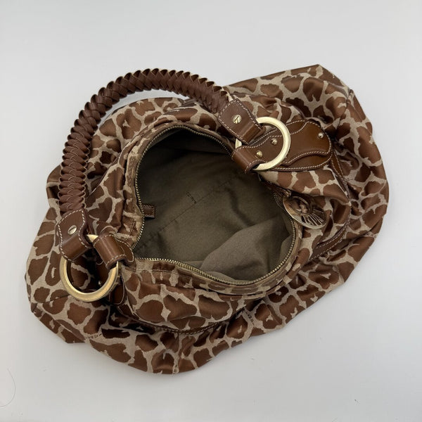 Fendi Chef Leopard Canvas Shoulder Bag