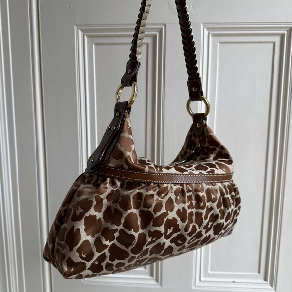 Fendi Chef Leopard Canvas Shoulder Bag