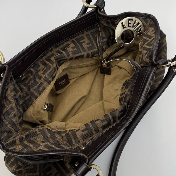 Fendi Zucca Charm Brown Tote Bag