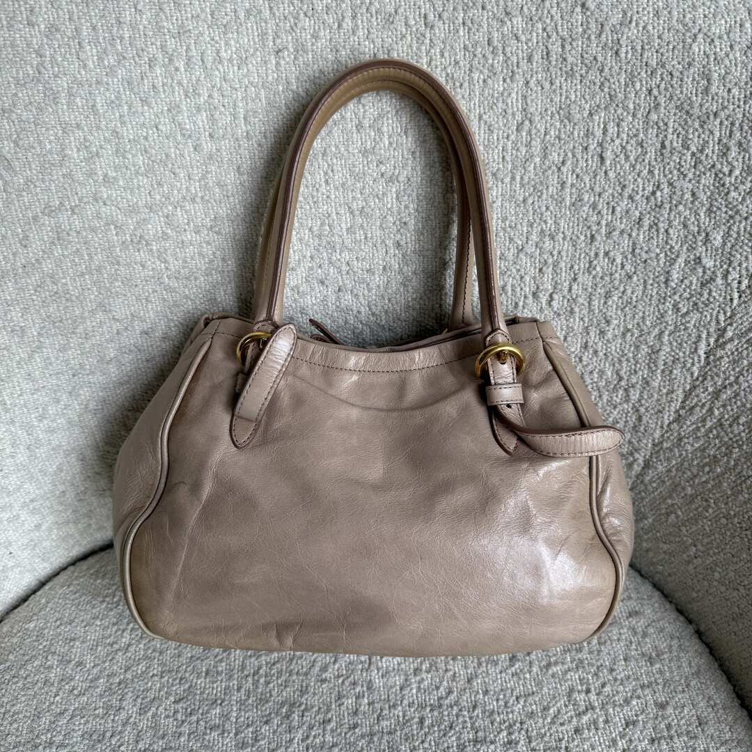 Miu Miu Vitello Bow Beige Leather Handbag