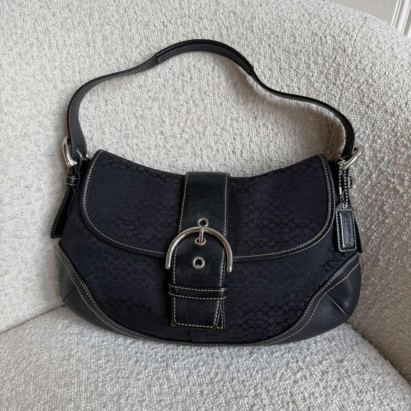Coach mini soho ワンショルダーバッグ オールレザー ブラック Rare Coach Mini Signature Soho Black Shoulder Bag – JennyHayley
