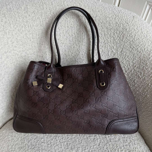 Gucci Guccissima Princy Brown Leather Tote Bag