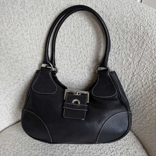 Prada Moon Leather Black Mini Shoulder Bag