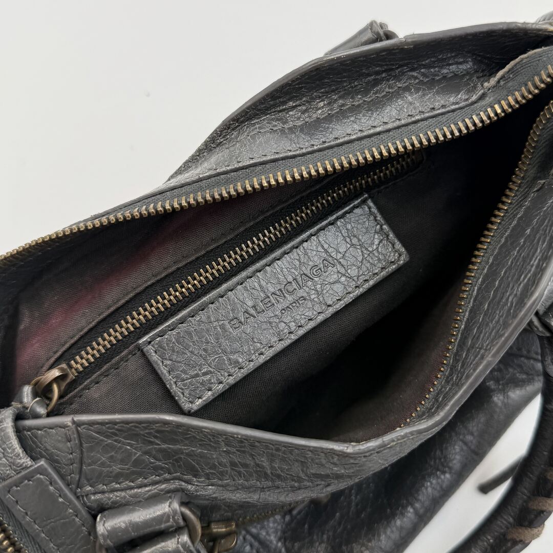 2015 Balenciaga Mini City Leather Grey Handbag