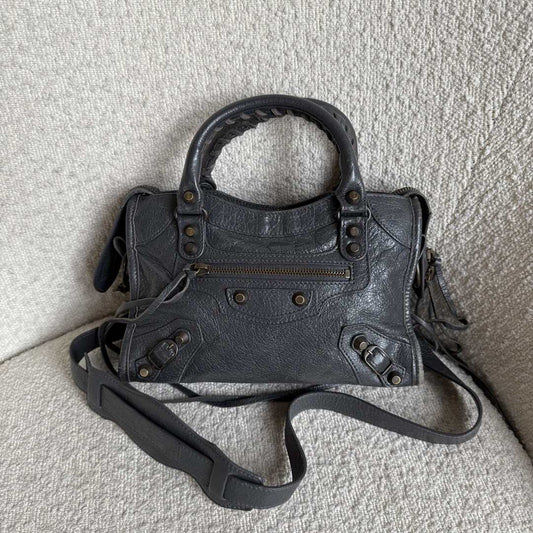 2015 Balenciaga Mini City Leather Grey Handbag