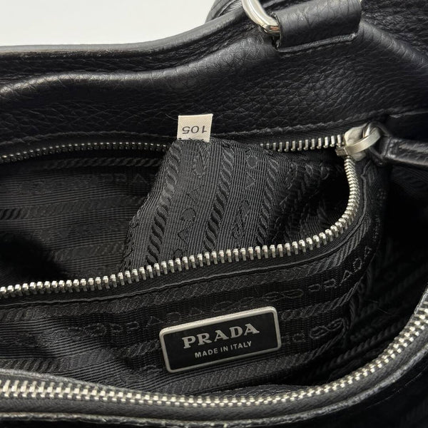 Prada Vitello Daino Leather Black Tote Bag