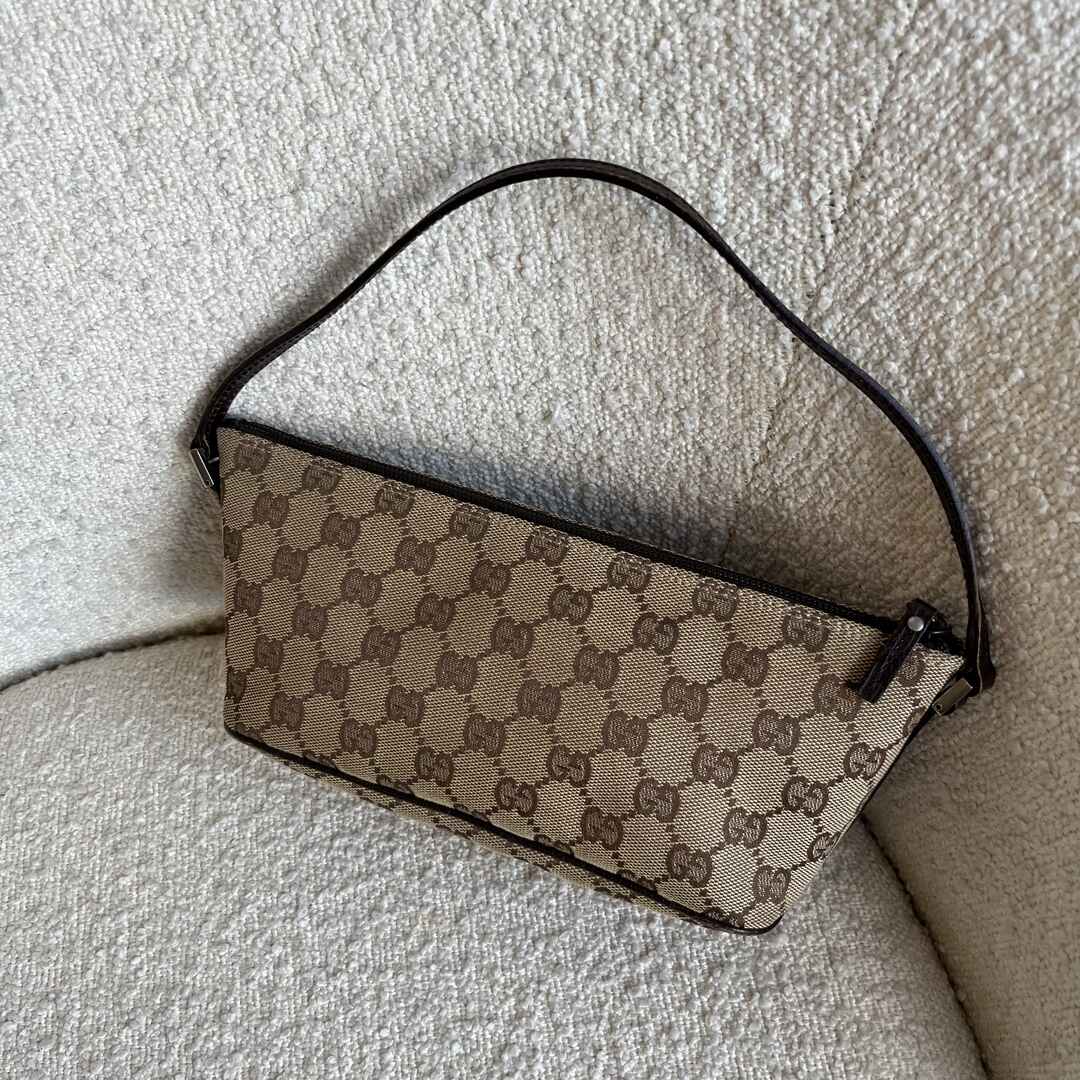 Gucci Monogram Brown Boat Pochette Handbag