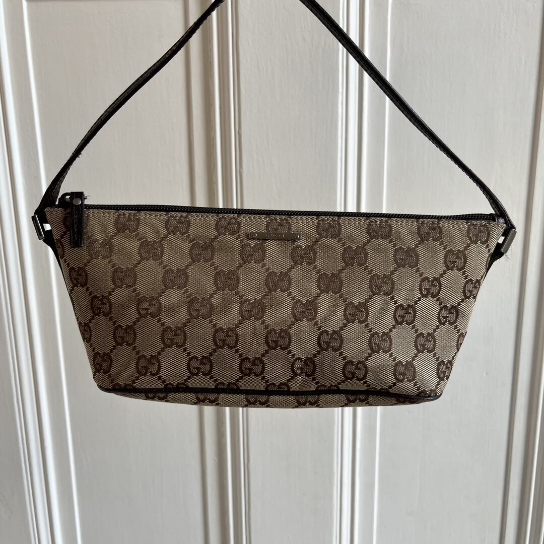 Gucci Monogram Brown Boat Pochette Handbag