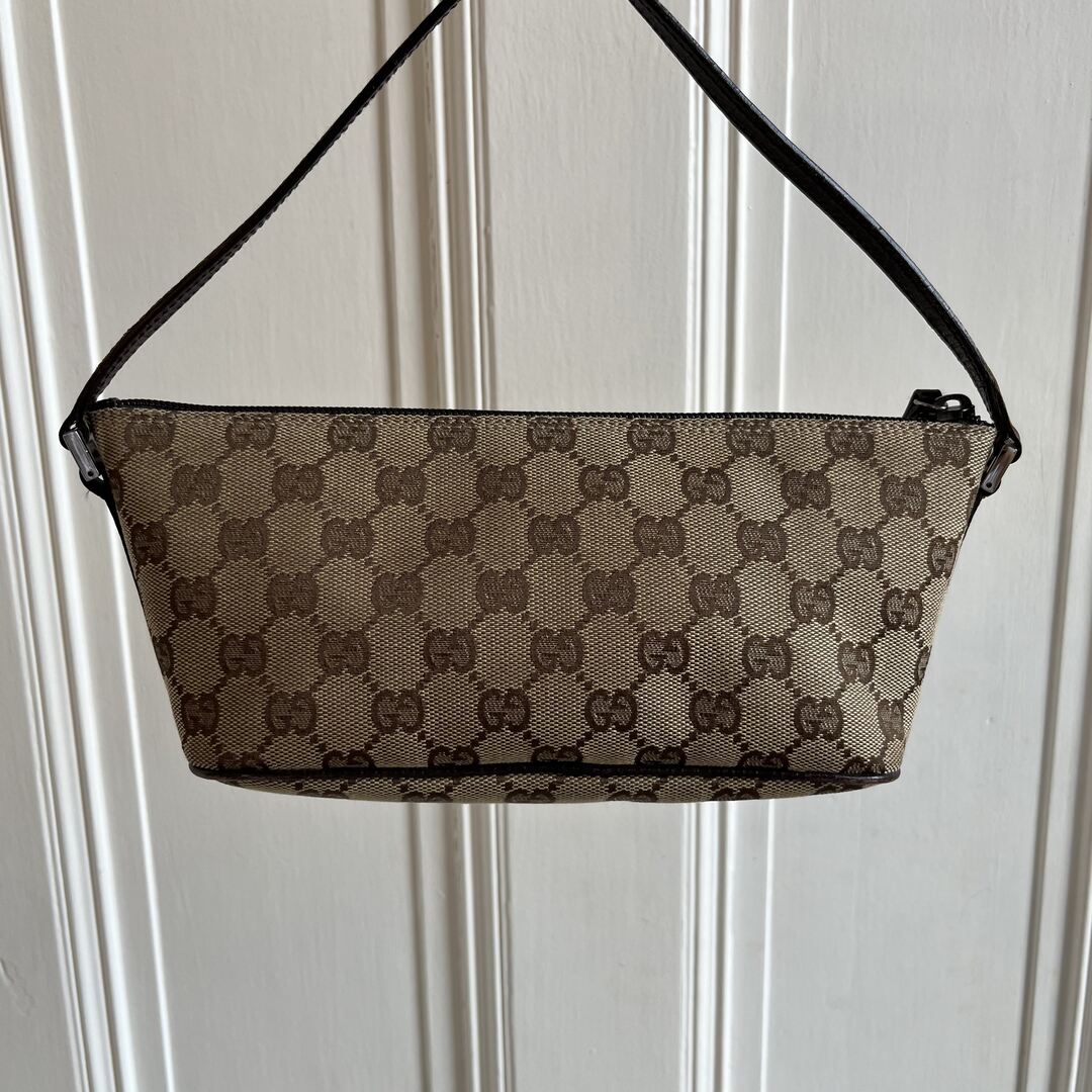 Gucci Monogram Brown Boat Pochette Handbag