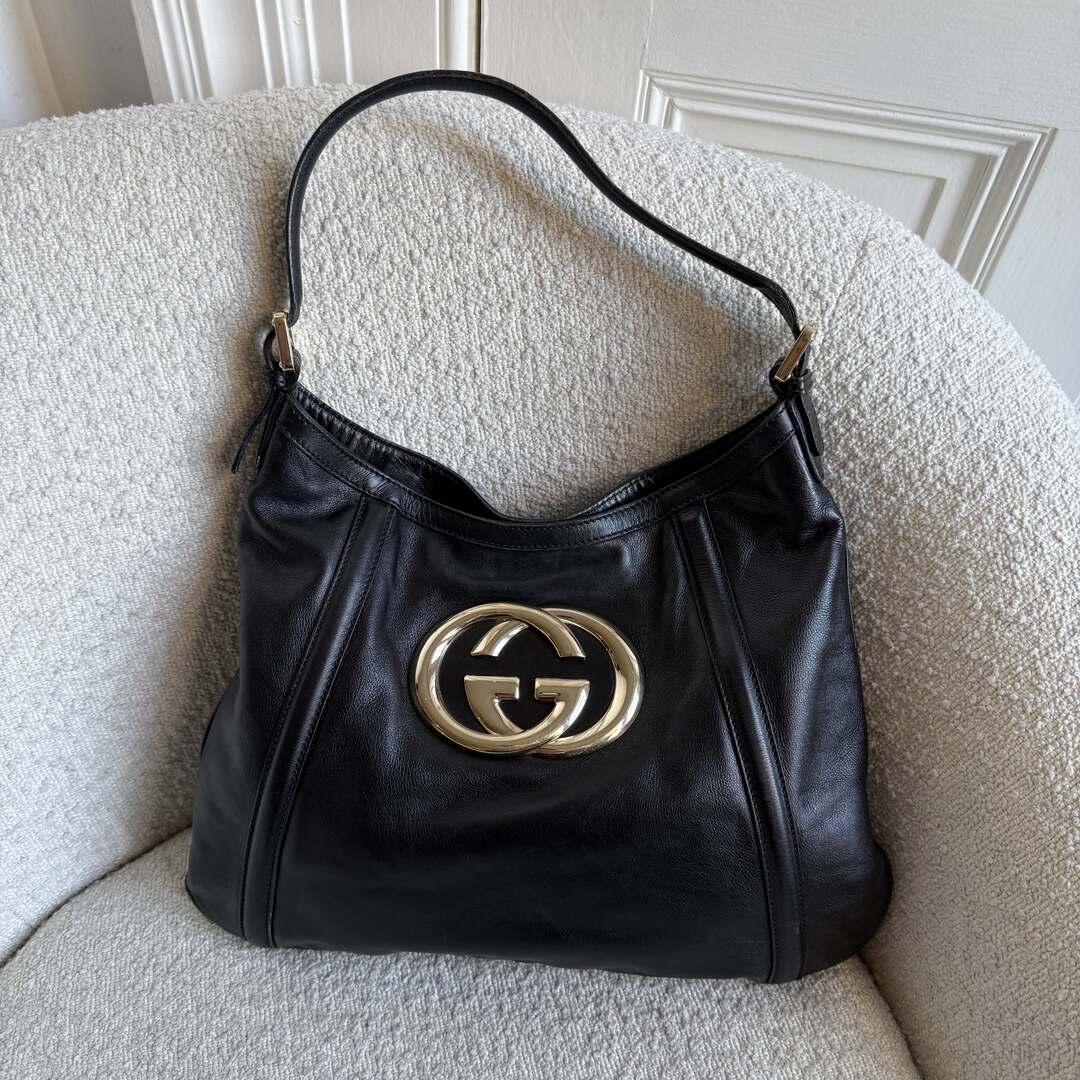 Gucci Britt Hobo Leather Black Shoulder Bag
