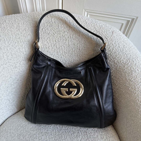 Gucci Britt Hobo Leather Black Shoulder Bag