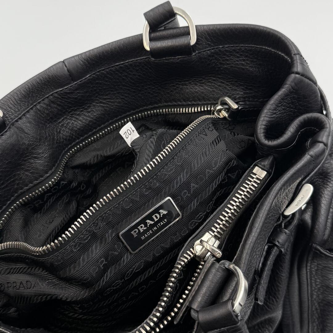 2004 Prada Vitello Daino Leather Black Tote Bag