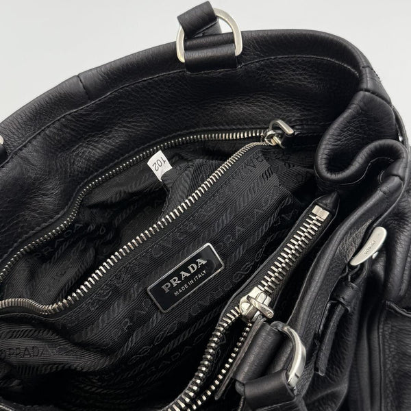 2004 Prada Vitello Daino Leather Black Tote Bag