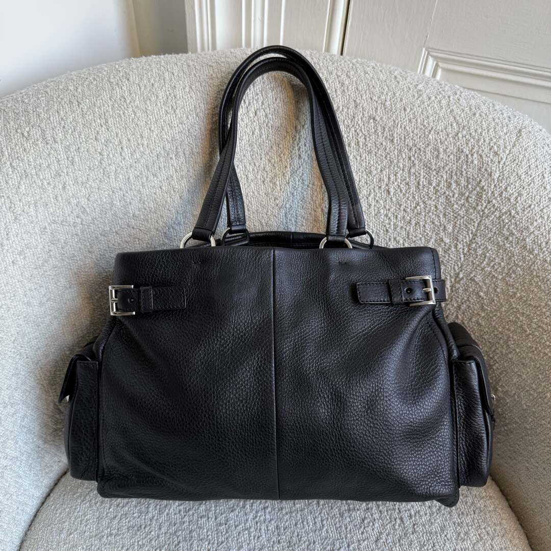 2004 Prada Vitello Daino Leather Black Tote Bag