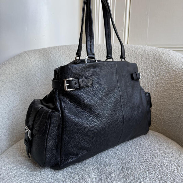 2004 Prada Vitello Daino Leather Black Tote Bag