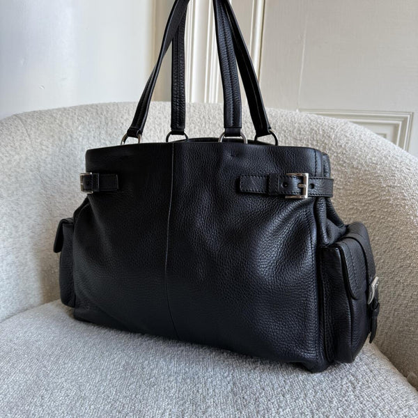 2004 Prada Vitello Daino Leather Black Tote Bag