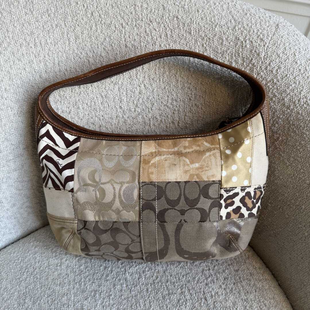 Coach Signature Cheetah Patchwork Hobo Shoulder Bag